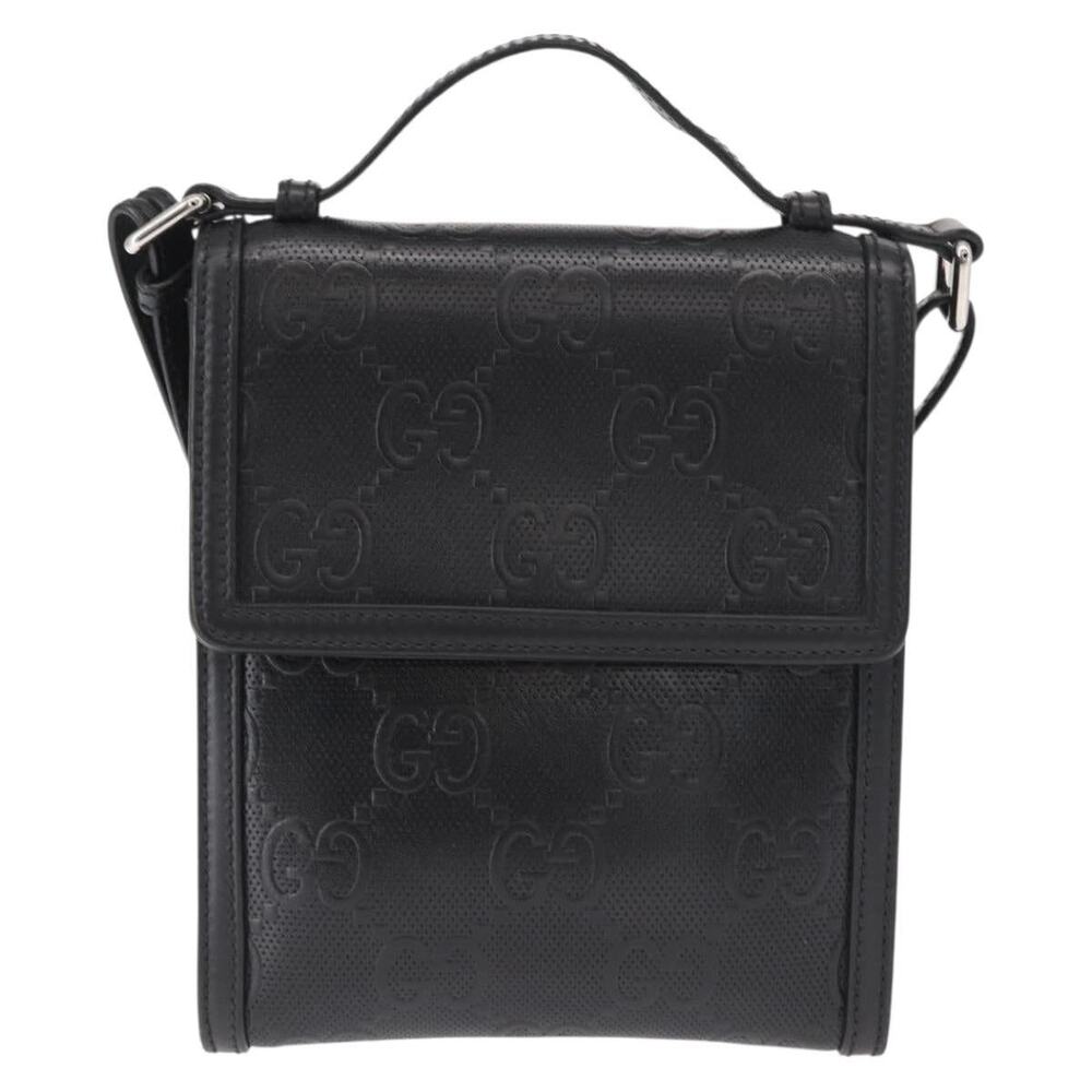 Gucci GG Emboss Shoulder Bag Black